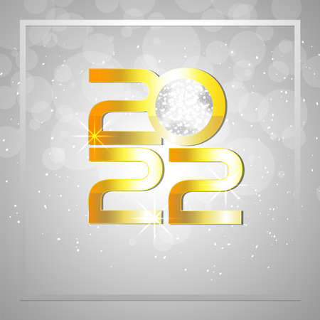 2022 golden text effect, Happy new year invitation greeting card on creative backgroundのイラスト素材