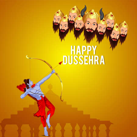 Vector illustration of shri rama and Ravana for happy dussehra backgroundのイラスト素材