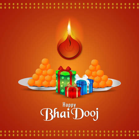 Happy bhai dooj beautiful vector illustration and giftsのイラスト素材
