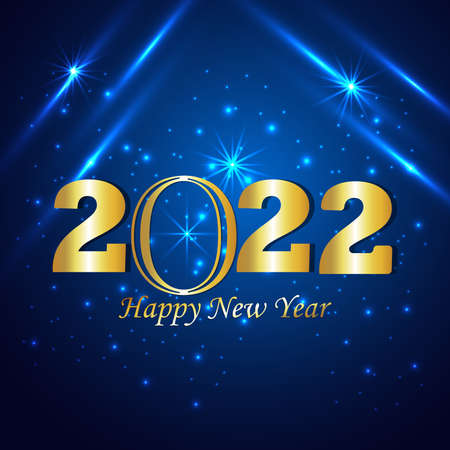 2022 happy new year celebration greeting card with golden text