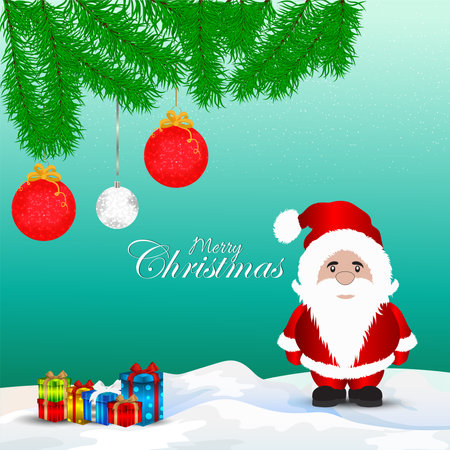 Merry christmas background with creative vector illustration of santa clousのイラスト素材