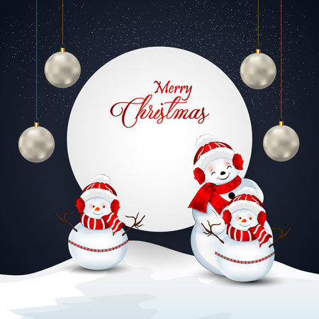 Merry christmas invitation greeting card with creative vector illustrationのイラスト素材