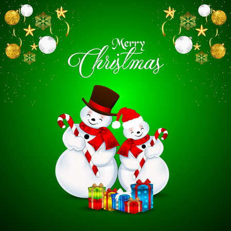 Merry christmas creative background with vector illustration and giftsのイラスト素材