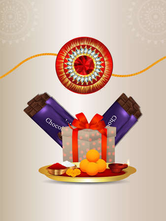 Happy raksha bandhan indian festival flyer with creative illustrationのイラスト素材
