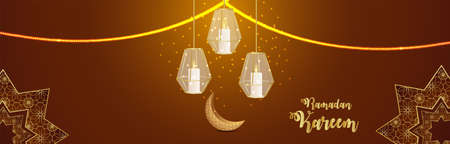 Eid mubarak indian festival invitation banner or header with golden ornamental on pattern backgroundのイラスト素材