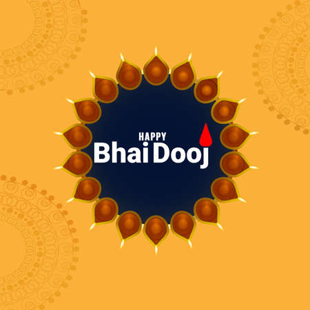 Bhai dooj indian festival celebration background with vector diyaのイラスト素材