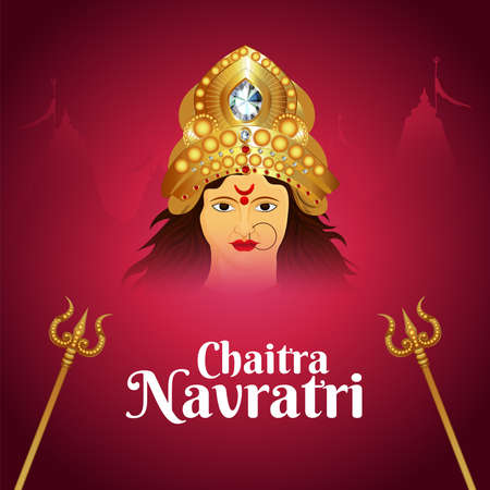 Vector illustration of Goddess durga for happy navratri celebration greeting cardのイラスト素材