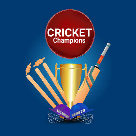Cricket championship match with creative cricket equipmentのイラスト素材