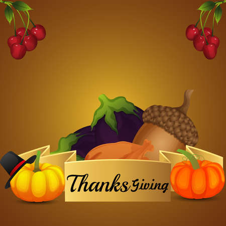 Creative vector illustration of thanksgiving day  greeting card on creative backgroundのイラスト素材