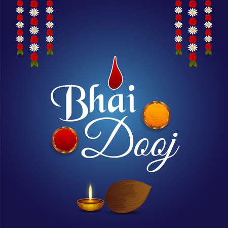 Happy bhai dooj celebration greeting card with vector illustrationのイラスト素材
