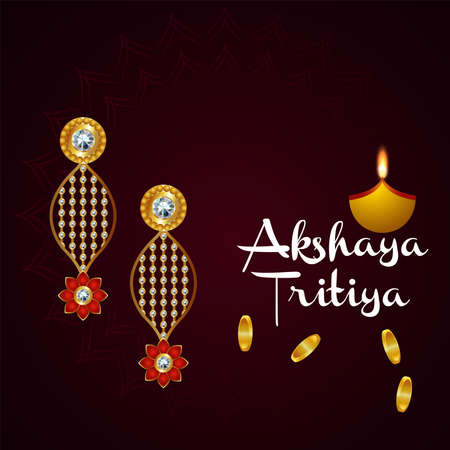 Akshaya tritiya indian jewellery festival sale promotion with gold earringsのイラスト素材