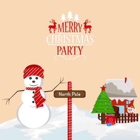 Merry Christmas party background with snowballsのイラスト素材