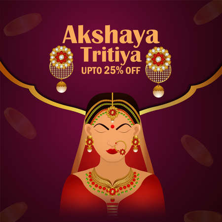 Akshaya tritiya indian jewellery festival sale promotion with gold jewelleryのイラスト素材
