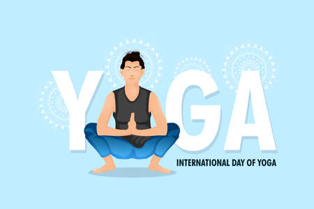 Creative design of international yoga day with vector illustrationのイラスト素材