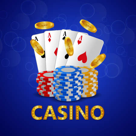 Casino luxury vip gambling game banner with playing cards and chipsのイラスト素材