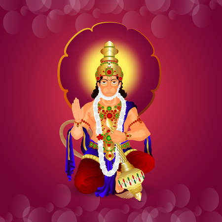 Vector illustration of lord hanuman for happy hanuman jayanti celebrationのイラスト素材
