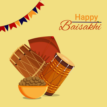 Vaisakhi greeting card and backgroundのイラスト素材