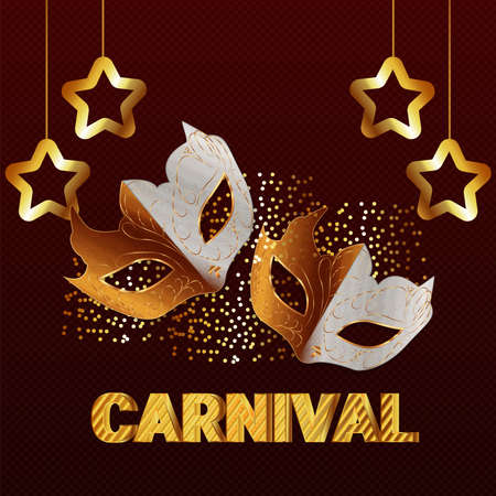 Carnival brazil party event with golden maskのイラスト素材