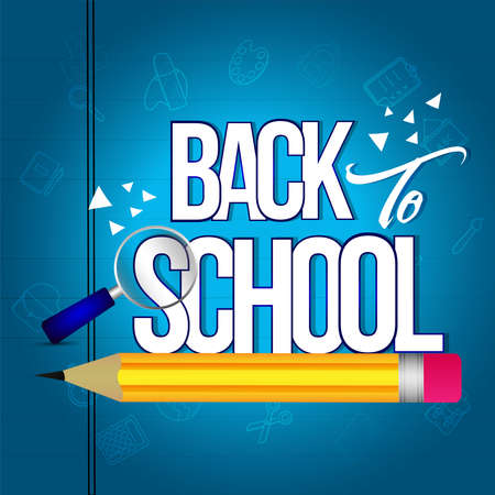 Back to school background with creative school elements with blackboardのイラスト素材