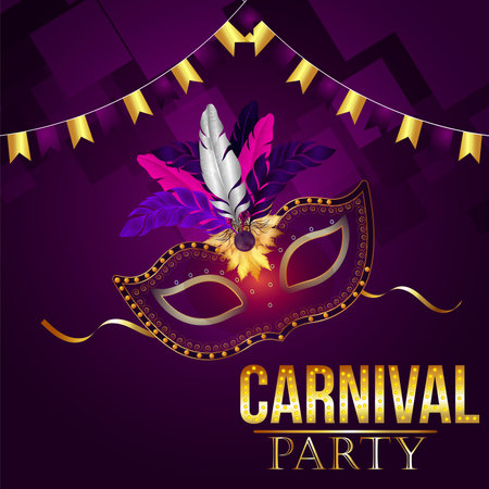 Carnival brazil party event with golden maskのイラスト素材