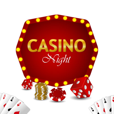Casino luxury vip gambling game banner with playing cards and chipsのイラスト素材