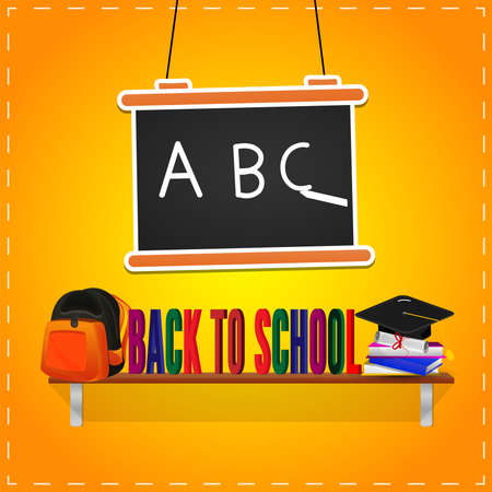 Back to school background with creative school elements with blackboardのイラスト素材