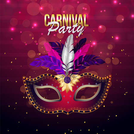 Mardi gras celebration background with golden maskのイラスト素材