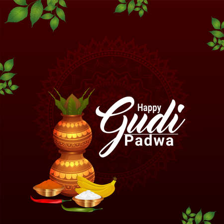 Happy gudi padwa holiday festival celebration greeting cardのイラスト素材