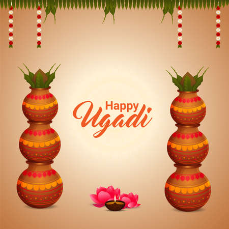 Happy ugadi. template greeting card traditional festivalのイラスト素材
