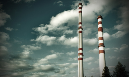 thermal power plant black and whiteの写真素材