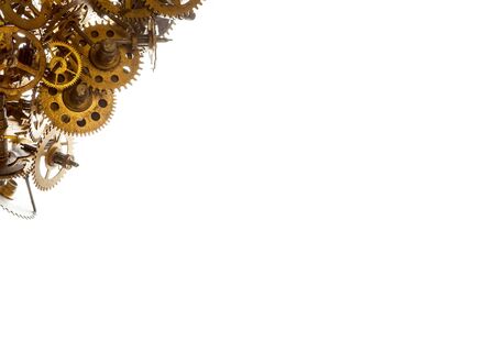 Old watch gears background isolated on the white