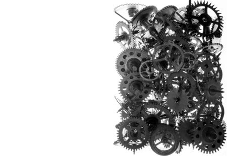 Old watch gears background isolated on the white
