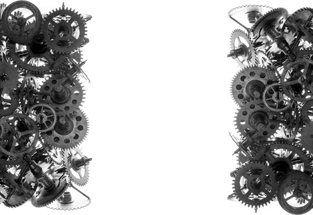 Old watch gears background isolated on the white
