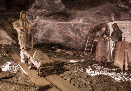 Salt miners figurines in Wieliczka Salt Mineの写真素材