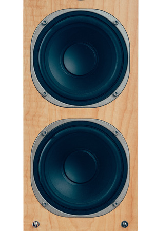 Hi Fi Acoustic Speakers with Nature Wood body on white color isolatedの写真素材