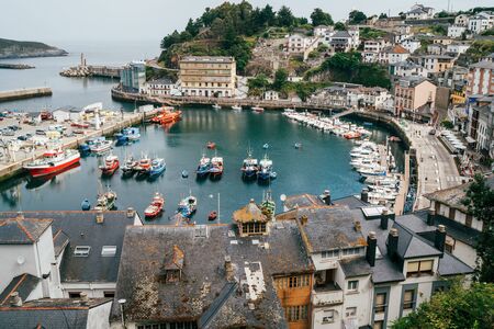 LUARCA, Asturias , SPAIN - JULY 8, 2019: The Fishery Harbour in á¸¶uarca -parish and the principal town in Asturias.のeditorial素材