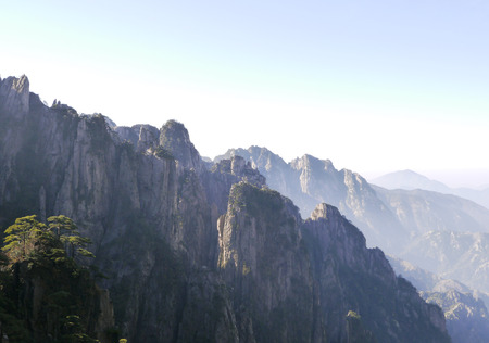 view from peak of mountainの写真素材