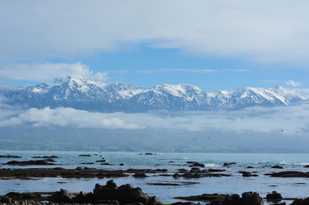 snow mountains sceneryの写真素材
