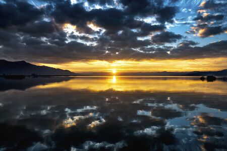 Morning in lakeの写真素材