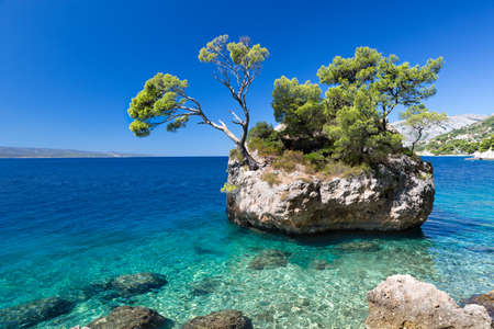 Croatian beach at a sunny day, Brela, Croatiaの写真素材