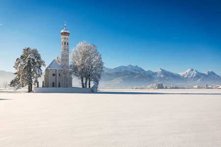 St. Coloman at a sunny winter day, AllgÃ¤u, Germanyの写真素材