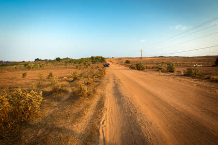 Dirt track in Mui Ne near White Sand Dunes, Vietnamの写真素材