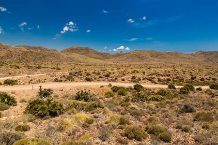 Dirt road in Cabo de Gata National Park, Andalusia, Spainの写真素材