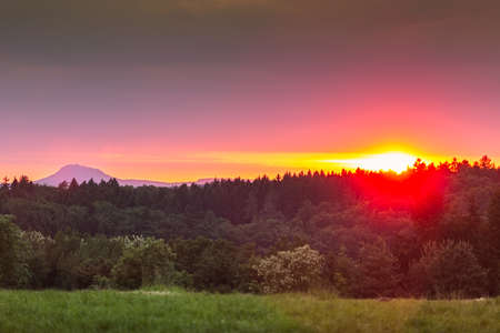 Vibrant sunset around Lake Constance, Germanyの写真素材