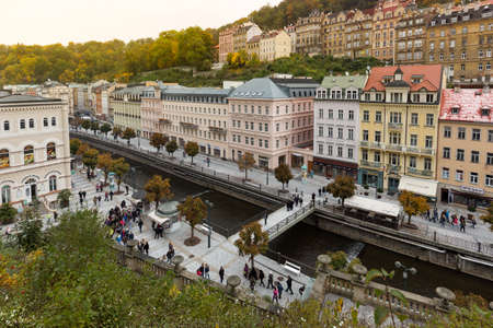 CARLSBAD, CZECH REPUBLIC, OCTOBER 10, 2015  - Historic city center of the  spa town Karlovy Vary (Carlsbad)のeditorial素材