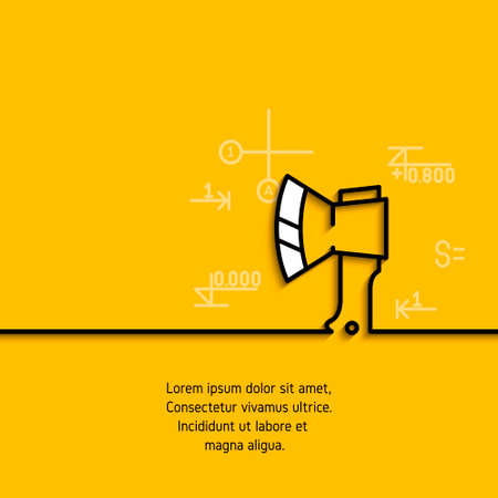 banner with a picture of black flat line symbol construction tools axe on yellow  background.のイラスト素材