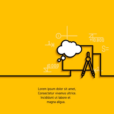 banner with a picture of black flat line symbol project projection design  on yellow  background.のイラスト素材