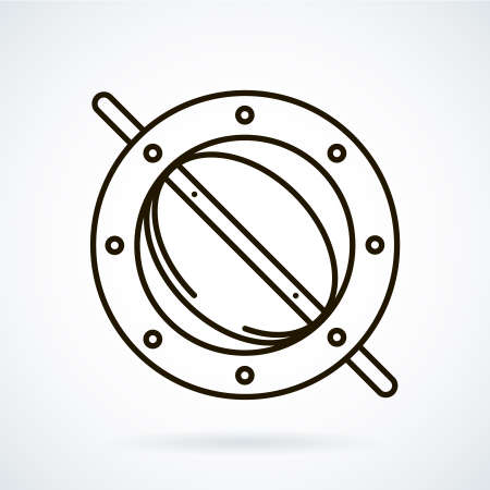 Black line icons for ventilation equipment, throttle  on white background.のイラスト素材