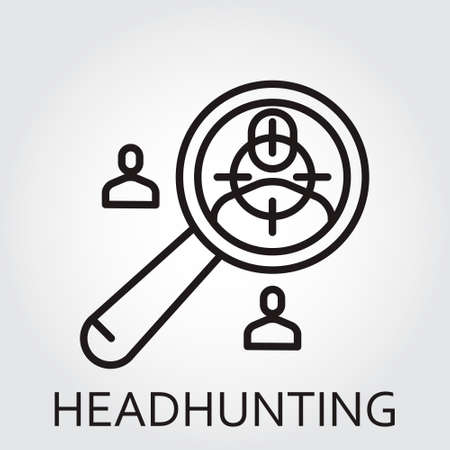 Black flat Line icon with a picture of headhunting on white background.のイラスト素材