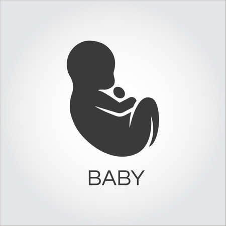 Baby icon drawn in flat style. Simple mono black silhouette of newborn concept. Logo for websites, mobile apps and other design needs. Vector contour graphicsのイラスト素材